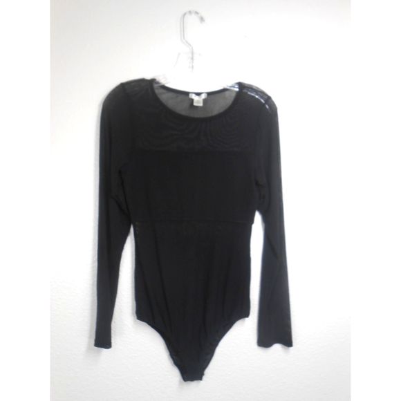 Bozzolo Mesh Y2K long sleeve black bodysuit Size Large - Picture 2 of 10